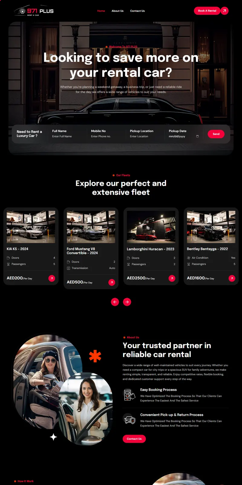 971 Plus Rent a Car website