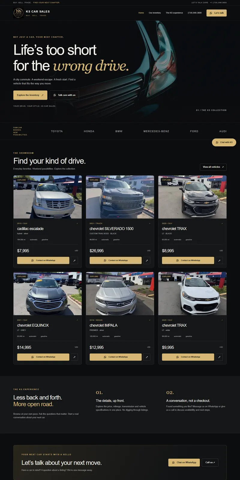 KS Car Sales website